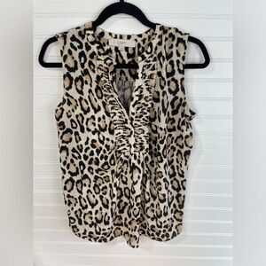 LOFT Leopard Print Sleeveless Brown & Tan Blouse Top Size Small Women’s EUC
